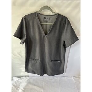 FIGS Technical Collection Scrub Top V-Neck Short Sleeve Gray Women's Size L